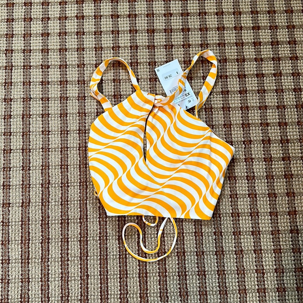 Zara Orange Striped Crop Top